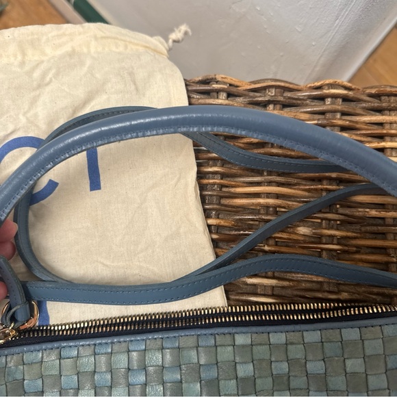 Clare V Petit Moyen Blue Woven checker Women's Bag - Picture 3 of 10